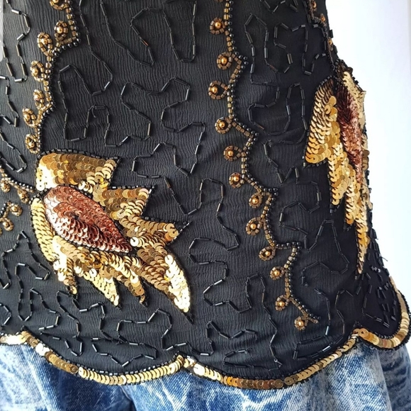 Vintage Hand Embroidery Silk Blouse π - Picture 8 of 9